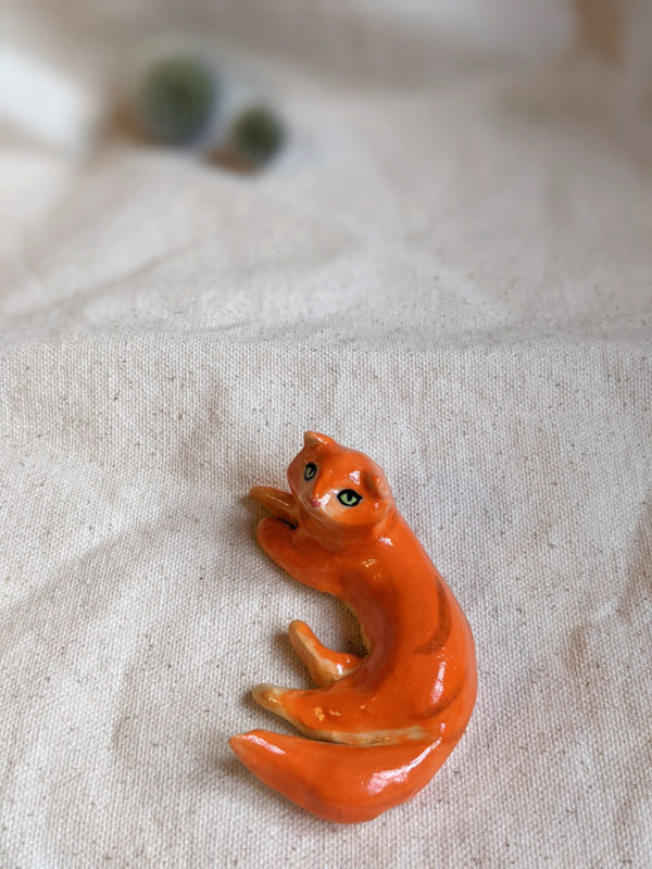 porcelain cat figurine red longhair orange