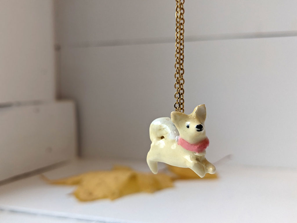 porcelain dog pendant