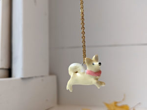 porcelain dog pendant