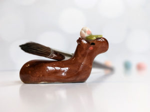 handmade ceramic figurine capybara lily pad