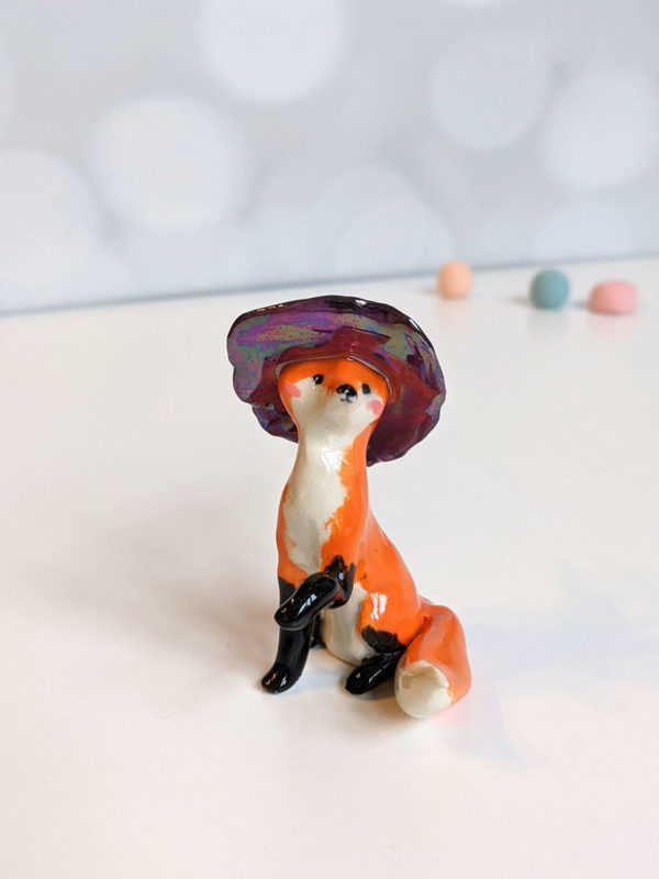 Handmade Ceramic figurine Fox Witch