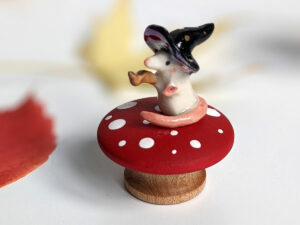 porcelain witch mouse figurine