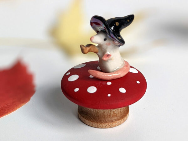 porcelain witch mouse figurine