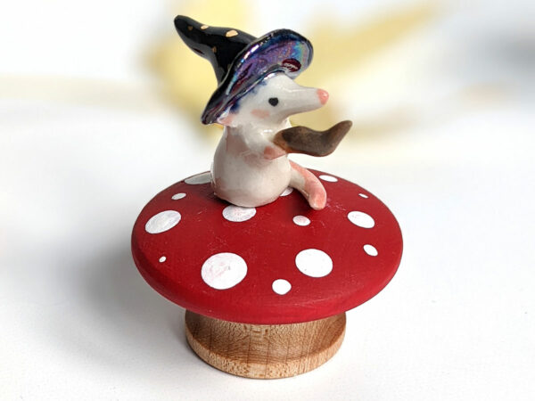 porcelain witch mouse figurine