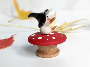 porcelain witch mouse figurine