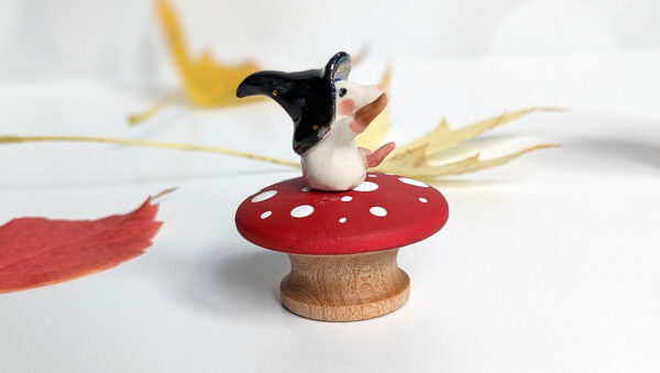 porcelain witch mouse figurine