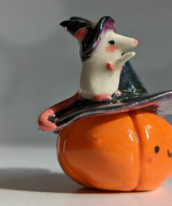 pumplin figurine and rat witch halloween porcelain