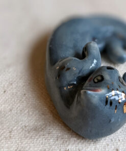 chat gris porcelaine figurine