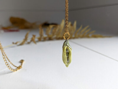 pea pod porcelain pendant