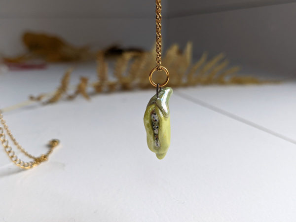 pea pod porcelain pendant