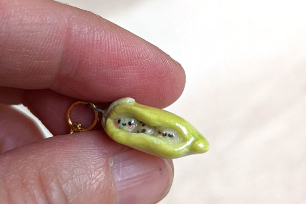 pea pod porcelain pendant