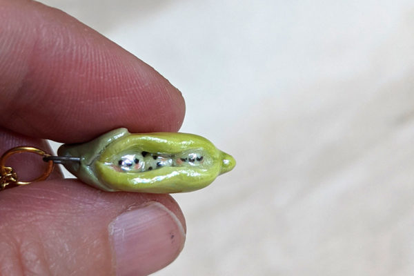 pea pod porcelain pendant