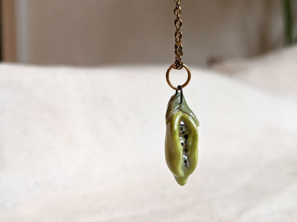 pea pod porcelain pendant