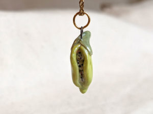 pea pod porcelain pendant