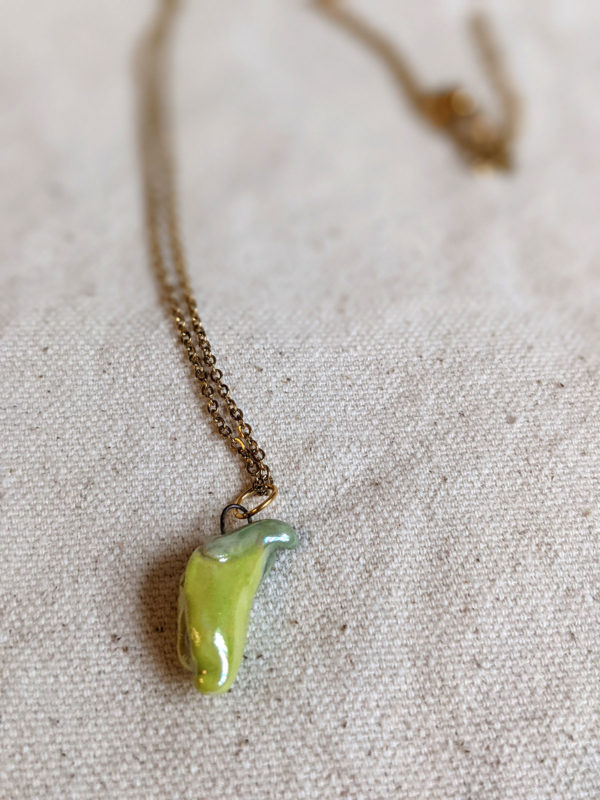 pea pod porcelain pendant