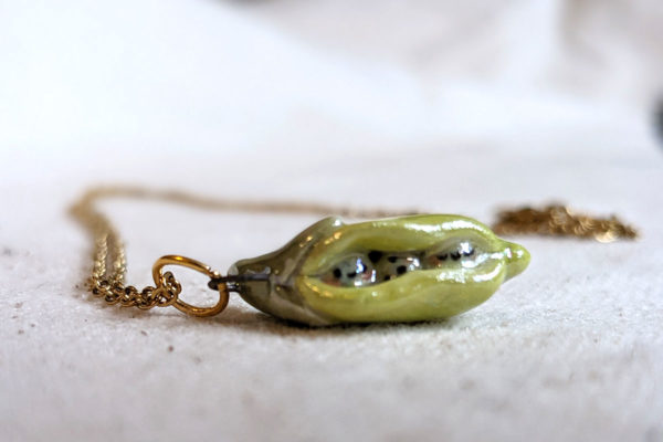 pea pod porcelain pendant