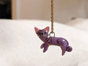 porcelain sphynx cat pendant