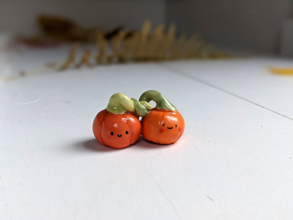 pumpkin couple porcelain figurine