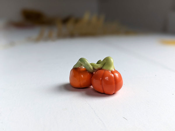 pumpkin couple porcelain figurine