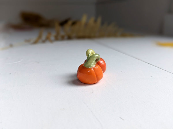 pumpkin couple porcelain figurine