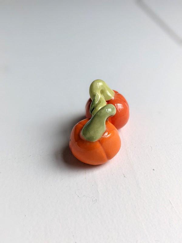 pumpkin couple porcelain figurine