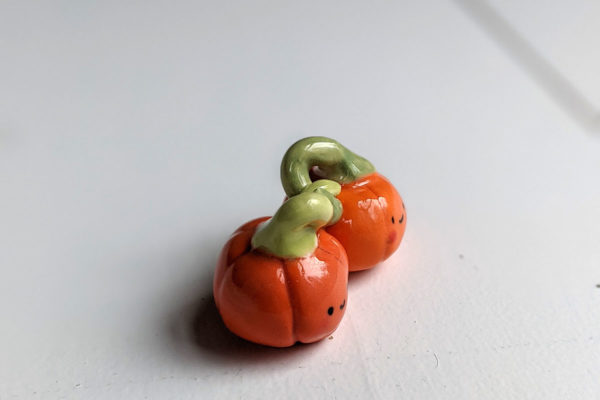 pumpkin couple porcelain figurine