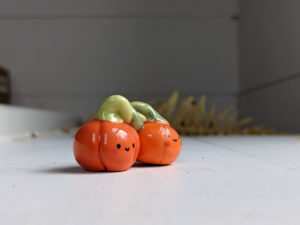pumpkin couple porcelain figurine