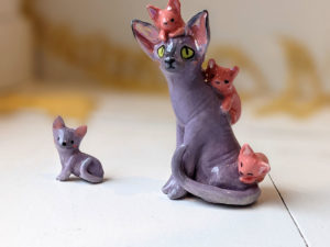 sphynx cat porcelain figurine