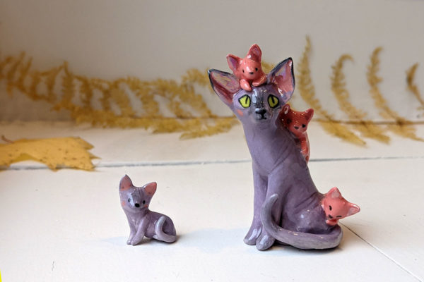 sphynx cat porcelain figurine