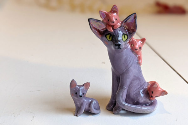 sphynx cat porcelain figurine