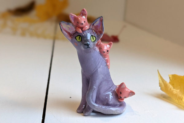 sphynx cat porcelain figurine