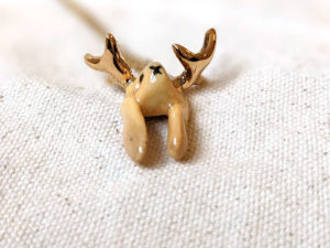 lop bunny pendant with golden antlers