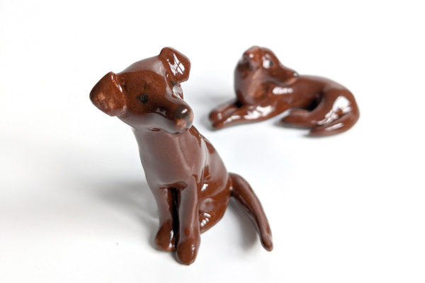 chocolate labrador porcelain figurine