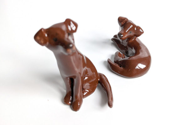 chocolate labrador porcelain figurine