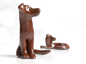 chocolate labrador porcelain figurine