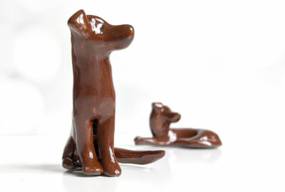 chocolate labrador porcelain figurine