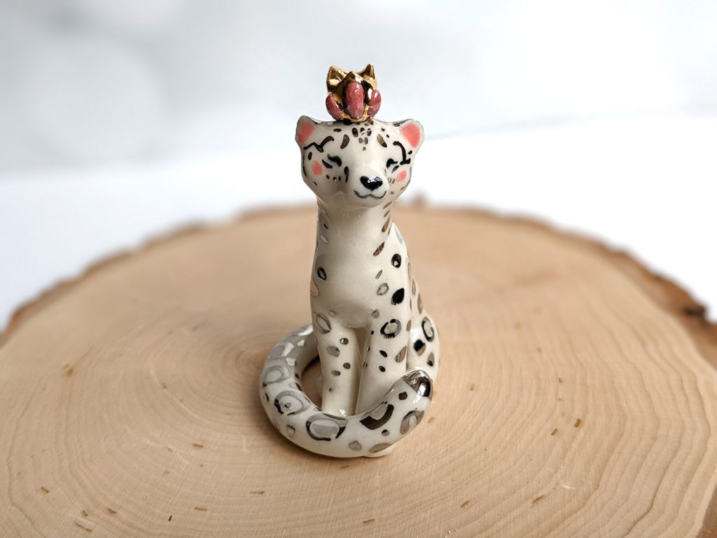 ceramique personnalisée leopard des neiges