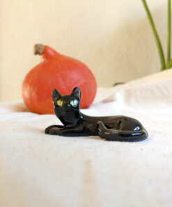 chat noir figurine porcelaine