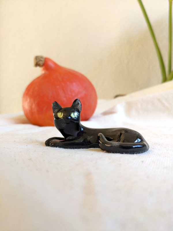 chat noir figurine porcelaine