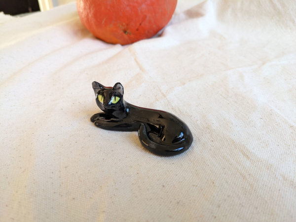 chat noir figurine porcelaine