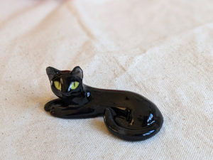 chat noir figurine porcelaine