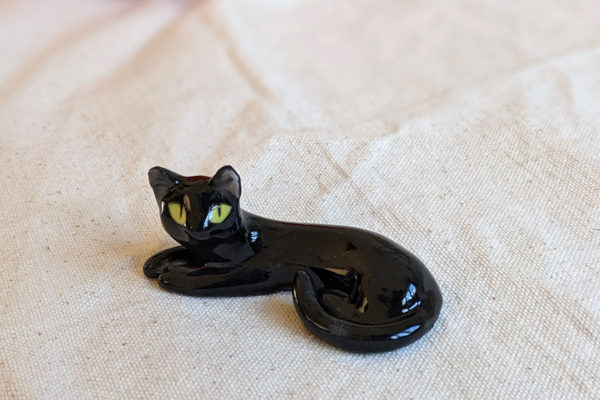 chat noir figurine porcelaine