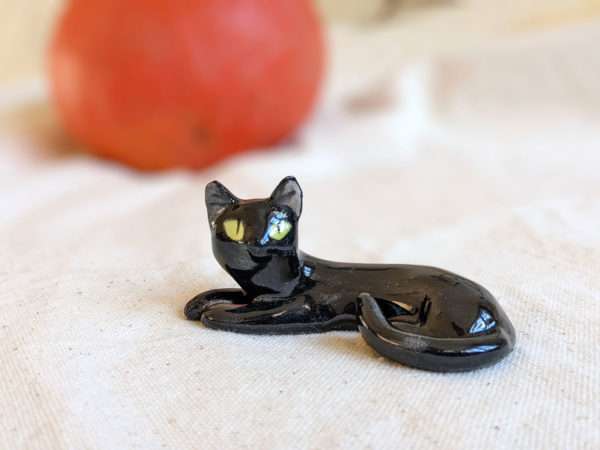 chat noir figurine porcelaine