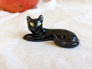 chat noir figurine porcelaine