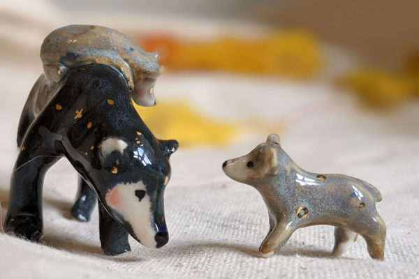 celestial bear family porcelain figurines