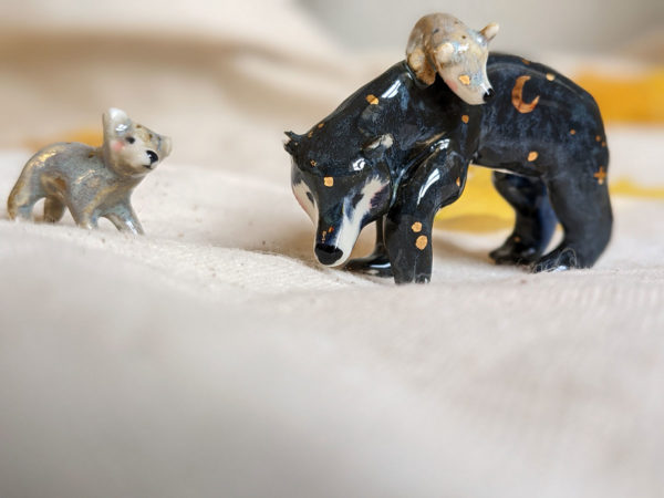 celestial bear family porcelain figurines