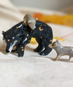 celestial bear family porcelain figurines