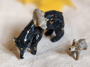 celestial bear family porcelain figurines