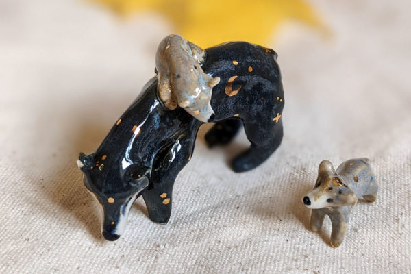 celestial bear family porcelain figurines