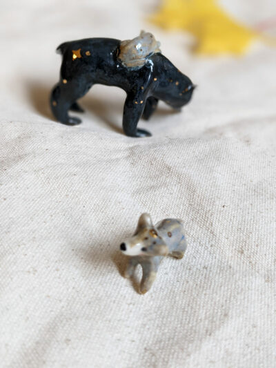 celestial bear family porcelain figurines